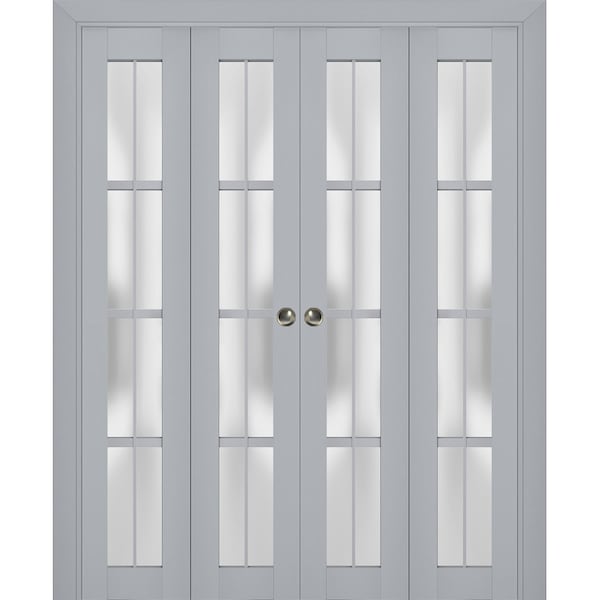 Sartodoors Sliding Closet Double Bi-fold Doors Grey Solid Core Modern Interior VEREGIO7412DBF-GRE-72 x 96 (4* 18x96) - main
