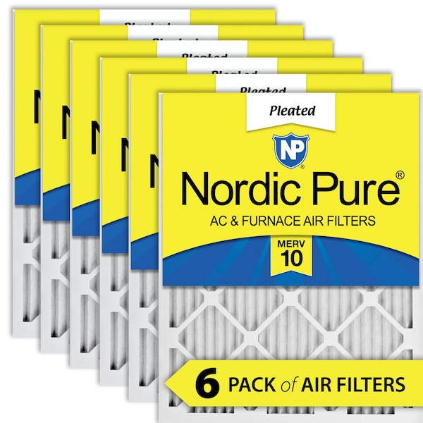 Nordic Pure 10x10x1 Pleated Air Filter, High Capacity, Electrostatically Charged Synthetic Media, MERV 10, 6 PK 10x10x1M10-6 - main