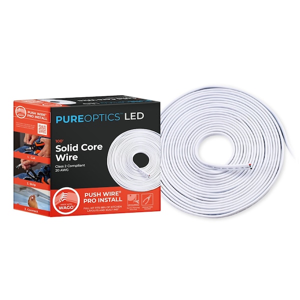 Black & Decker PureOptics LED Professional PUSH WIRE 100ft Jumper Wire Spool for Under Cabinet Lighting LEDUC-100JUMP-4WR - main
