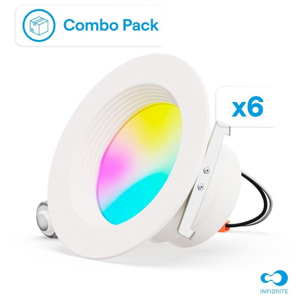 Infibrite 4 In. WiFi Smart 9W 810LM Recessed Retrofit LED Downlight, Alexa/Google, Wet Rated, 6PK IB-003-1-9W-WH-6PK - main