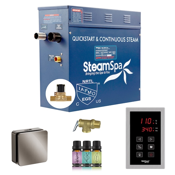 Steamspa Oasis Series 4.5KW Steam Generator w/Continuous Steam Plus Touchpad and Autodrain in Brushed Nickel OATS450BN-A - main
