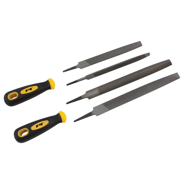 Performance Tool 6 pc. File & Handle Set, Carbon Steel Files, Rubber Handles W5390 - main