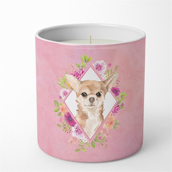 Carolines Treasures 10 oz Chihuahua Pink Flowers Decorative Soy Candle CK4245CDL - main
