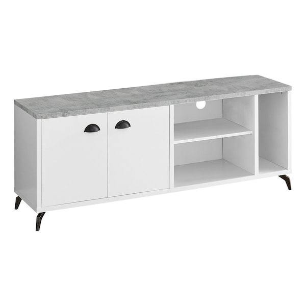 Homeroots 60in White Cabinet Enclosed Storage TV Stand 490374 - main