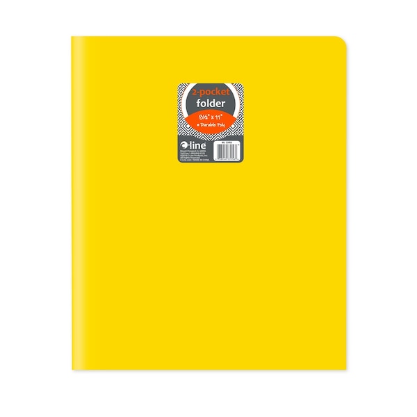 C-Line Products 8-1/2" x 11" Yellow Two-Pocket Heavyweight Poly Portfolio Folder, 25EA/BX, 6BX/CT 33956-BX - main