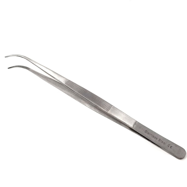 A2Z Scilab Tweezers, Fine Serrated Tip Curved Lab Forceps, 8 inch, Stainless Steel A2Z-ZR1122 - main