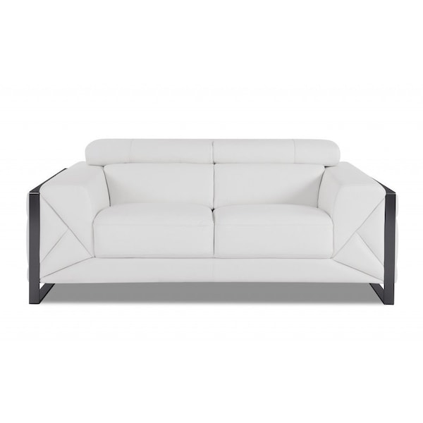 Homeroots 75in White And Black Italian Leather Loveseat 477564 - main