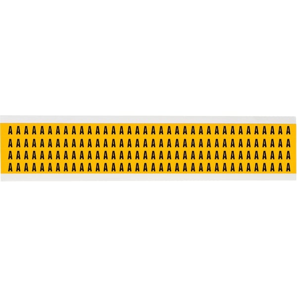 Brady Outdoor Vinyl 0.25 in Black on Yellow Letters A Card of 144 Labels, 144PK 1500-A - main