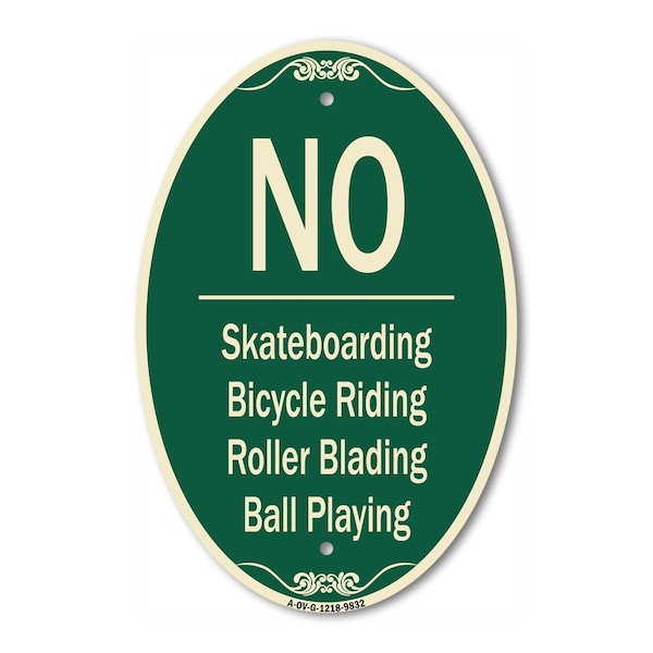 Signmission No - Bicycle Riding Roller Blading Ball Playing, 12 Inch X 18 Inch Designer A-OV-G-1218-9832 - main