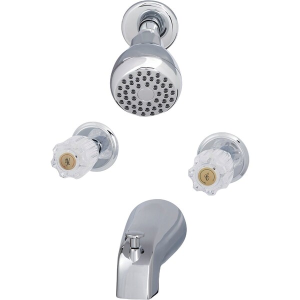 Home Impressions Chrome 2-Handle Acrylic Knob Tub & Shower Faucet F2010507CP-JPA3 - main