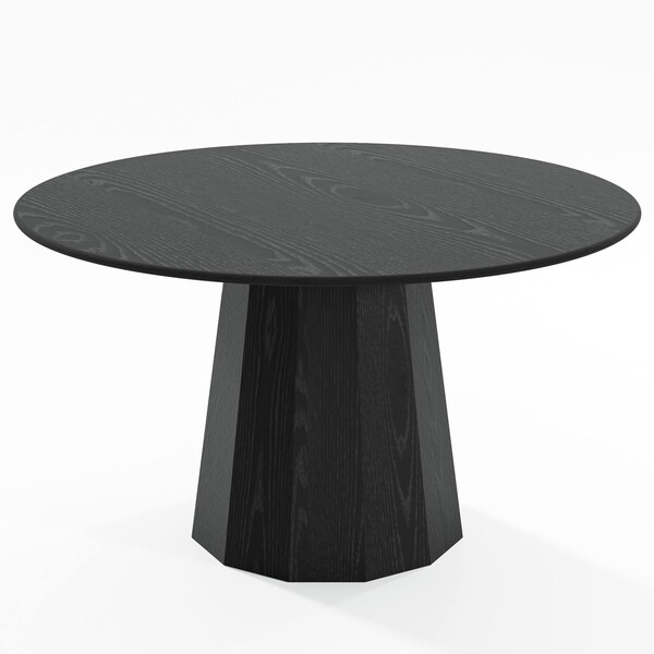 Homeroots 52" Black Solid Wood Pedestal Base Round Top Dining Table 721063 - main