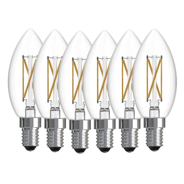 Bulbrite LED Filament PK of 6, 5.1 W Dimmable B11 Light Bulb with Clear FinishE12 Base, 4000K 776234 - main