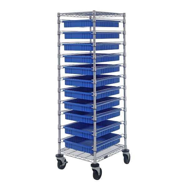 Quantum Storage Systems WIRE BIN CART W/11 BLUE BINS BC212469M2BL - main