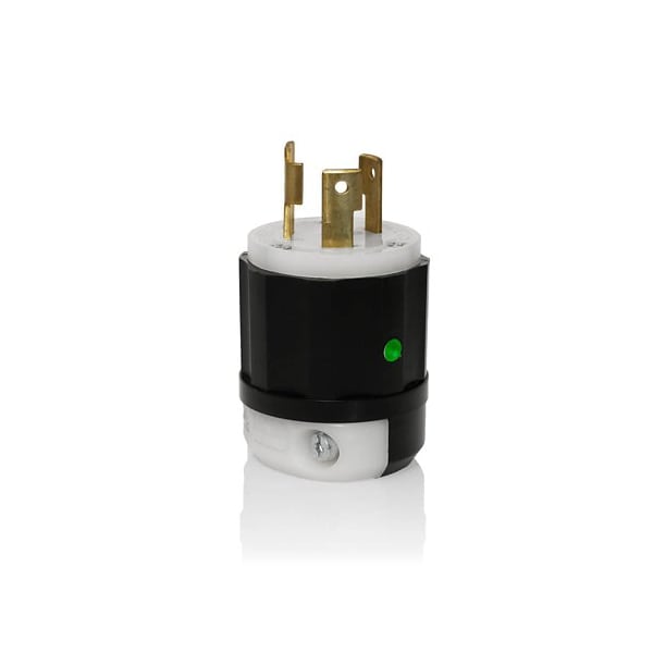 Leviton Locking Plug, L6-30P, 30 A, 250V AC, 2 Pole, Screw Terminals, Black, White 2621-PLC - main