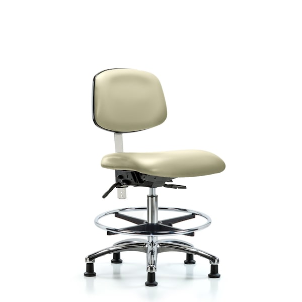 Blue Ridge Ergonomics Clean Room Chair Med Ben Chair, Vin, Chrm, CF, Glds, Wht, CL100, No Arms, 22" to 29" Height, Vinyl BR-NCR-VMBCH-CR-T0-A0-CF-RG-8501 - main