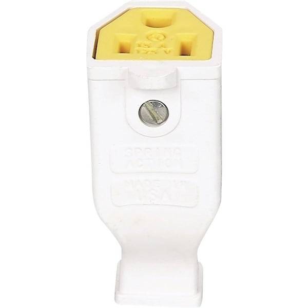 Eaton Wiring Devices Straight Blade Connector, 5-15R, 15 A, 125V AC, 2 Pole, 3 Wire, Screw Terminals, White SA993W - main
