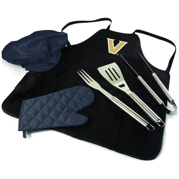 Picnic Time Family Of Brands NCAA Vanderbilt Commodores BBQ Apron Tote Pro Grill Set, Heavy Duty BBQ Apron For Men 635-88-179-584-0 - main