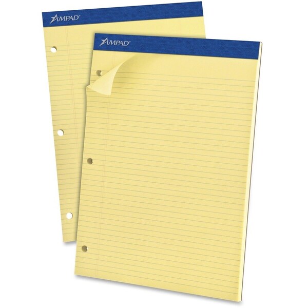 Ampad/ Of Amercn Pd&Ppr Ampad, DOUBLE SHEET PADS, NARROW RULE, 8.5 X 11.75, CANARY, 100 SHEETS 20246 - main