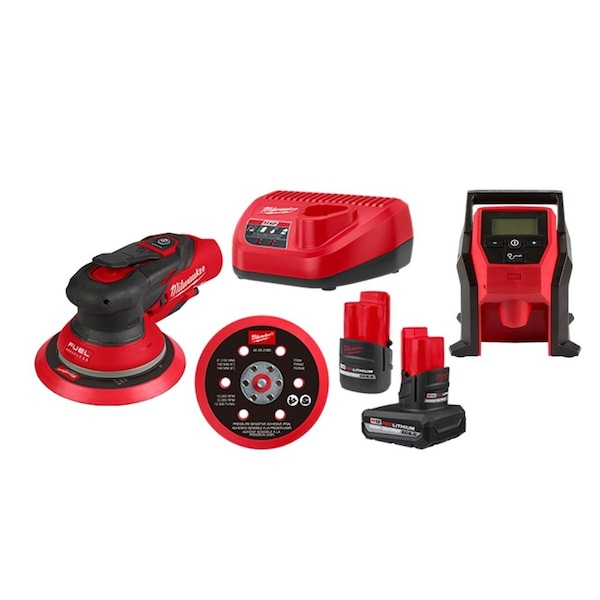 Milwaukee Tool M12 FUEL Sander Kit + M12 Inflator 2585-22CX, 2475-20 - main