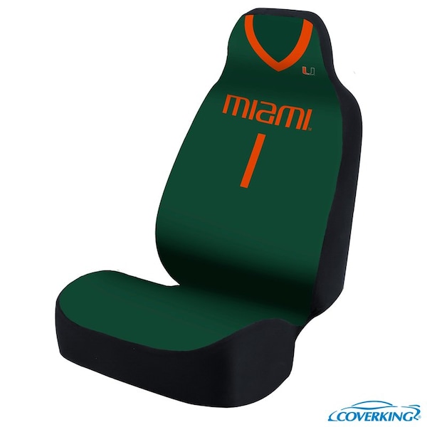 Coverking UNIVERSAL ULTISUEDE SEAT COVER DESIGNER 1PC, UNIVERSITY OF MIAMI GREEN JERSEY, ELA121 USCSELA121 - main