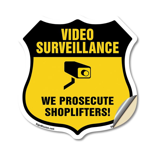 Signmission Video Surveillance Shield Sign We Prosec, 12 Inch X 12 Inch, Vinyl Decal SHI-D-12-471 - main