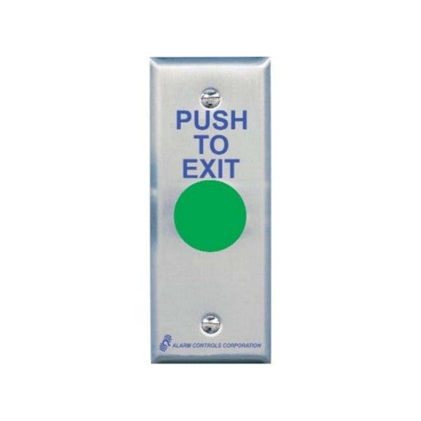 Alarm Controls TS14NR Narrow Red Mushroom Push to Exit Button Satin Stainless Steel TS14NR - main