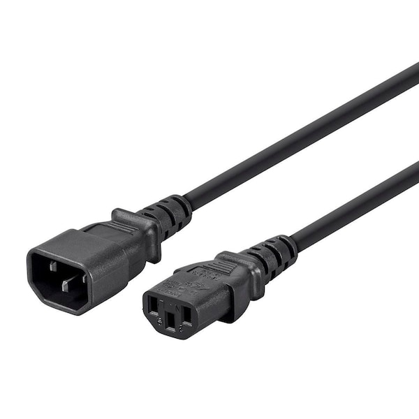 Monoprice SJT Extension Cord, 16 AWG, Indoor, 16/3, 1 Outlets, IEC 60320 C13, Black, IEC 60320 C14, 25 ft 40106 - main