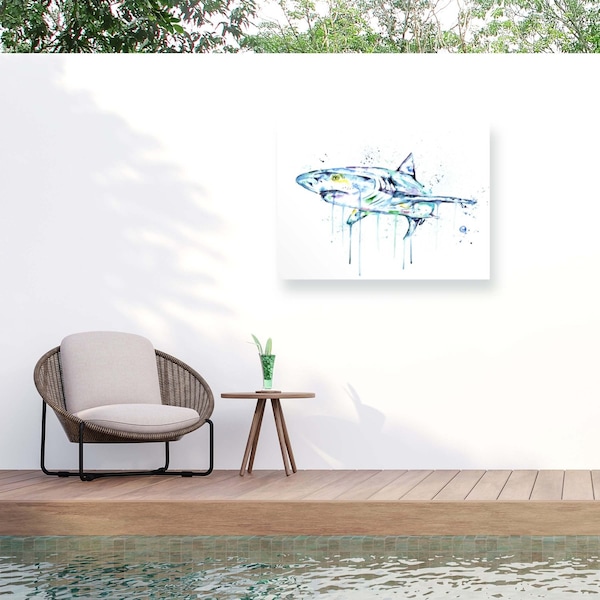 Trademark Fine Art Outdoor Canvas Art Lisa Whitehouse 'Shark' Wall Art for Patios, or Gardens GRL00722-OC1824WR - main