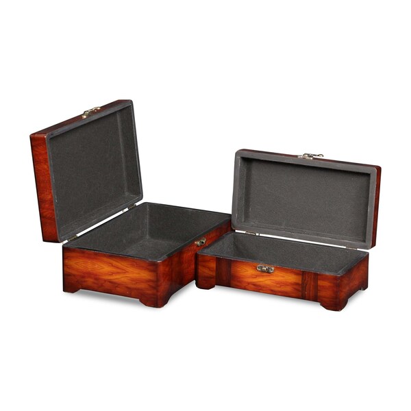 Homeroots Set of Two Brown Wood Box With Lid, 2PK 489368 - main