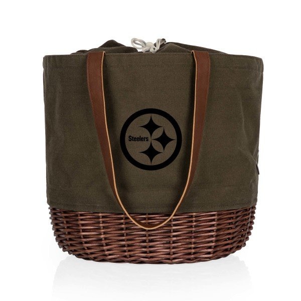 Picnic Time Family Of Brands NFL Pittsburgh Steelers - Coronado Canvas and Willow Basket Tote 203-00-140-254-2 - main