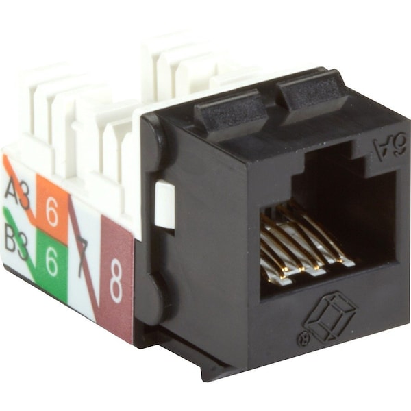 Black Box Cat6A Keystone Jack - Unshielded, Rj45, Black C6AJA70-BK-R2 - main