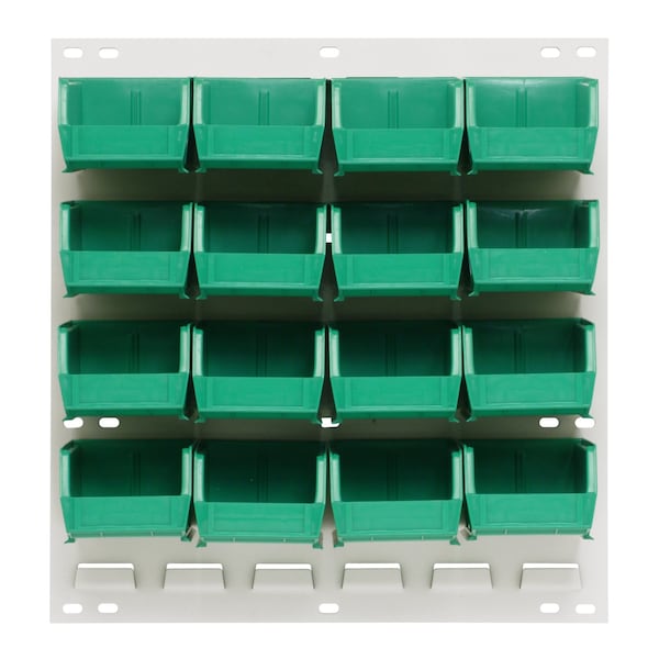 Quantum Storage Systems 18X19 HC LOUVERED PANEL W/16 BINS GREEN QLP-1819HC-210-16GN - main