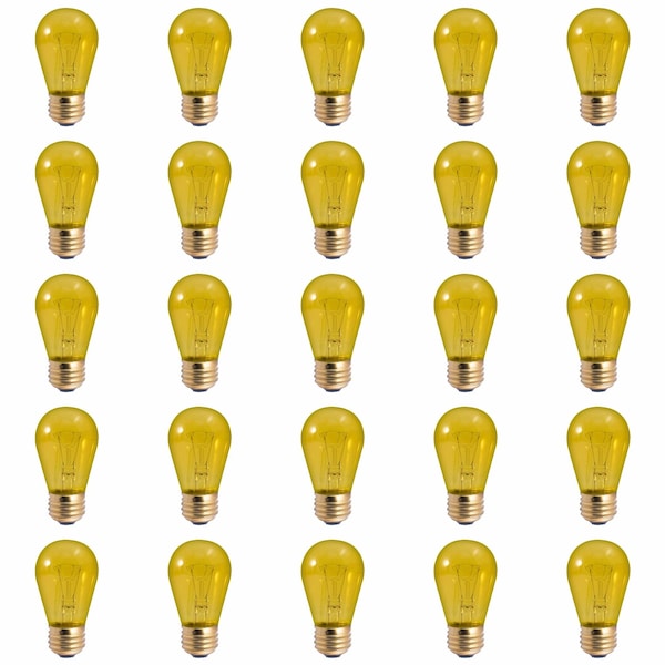Bulbrite 11-Watt S14 Transparent Yellow Dimmable Incandescent Light Bulb, 25PK 861312 - main