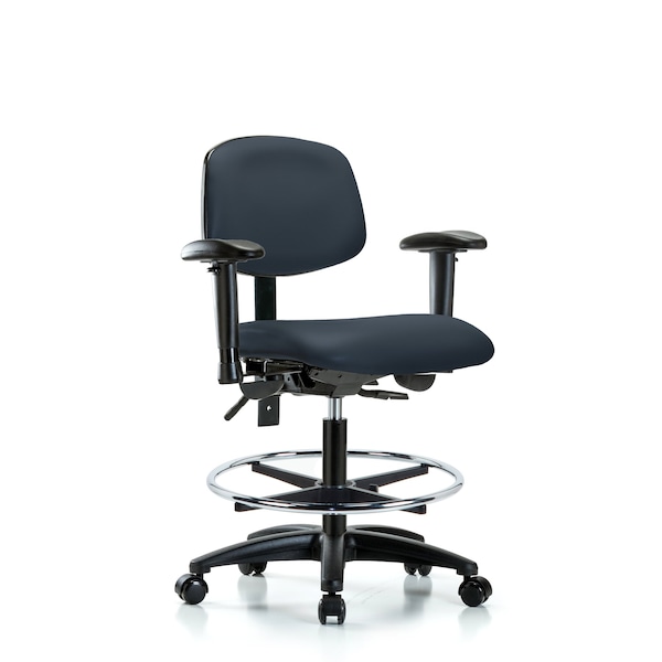 Blue Ridge Ergonomics Chair, Vinyl, Med Bench, AA CF Casters, Nav, 6-Way Adjustable, 22" to 29" Height, Imperial Blue BR-VMBCH-RG-T0-A1-CF-RC-8582 - main
