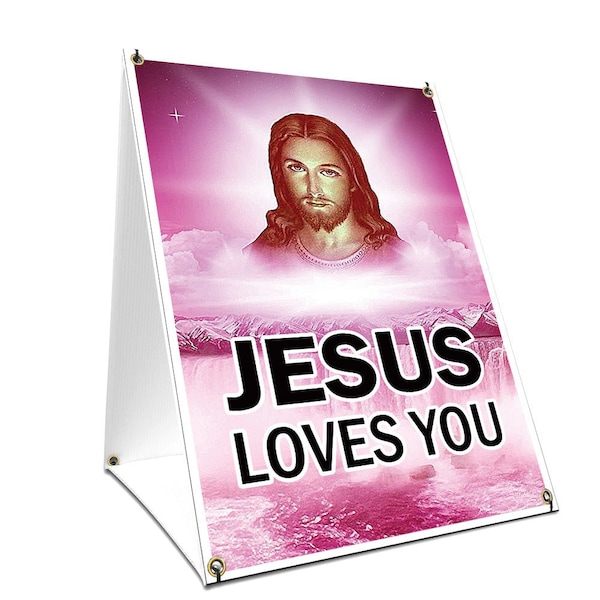 Signmission Jesus Loves You, 24 Inch x 18 Inch A-frame Yard Sign, Plastic Sign SBC-1824-Jesus Loves You - main