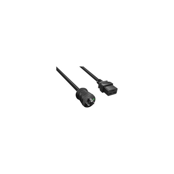 Cable Wholesale Hospital Grade Green Dot Power Cord, NEMA 5-20P to C19, 12AWG, 20 Amp, Black, 6 foot 10W3-52306 - main