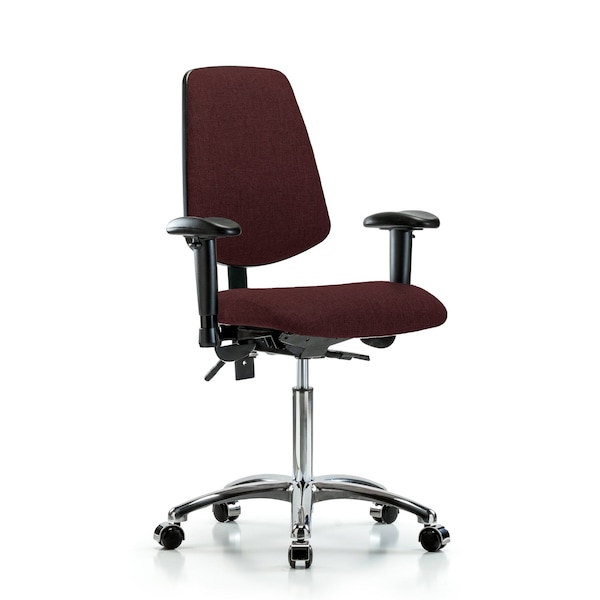Blue Ridge Ergonomics Fab Med Bench Chair, Bk, Cast, Bur, 6-Way Adjustable, 22" to 29" Height, Burgundy BR-FMBCH-MB-CR-T1-A1-NF-CC-F41 - main