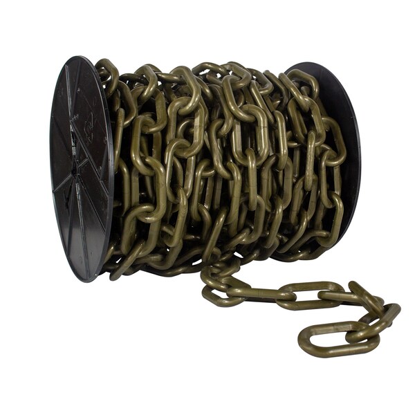 Mr. Chain 3" x 60' Khaki Gold Plastic Safety Chain - Reel 80107 - main