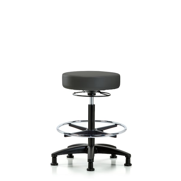 Blue Ridge Ergonomics Bench Stool, Hi, Vinyl, CF, Glides, Gry BR-VHBSO-RG-CF-RG-8605 - main