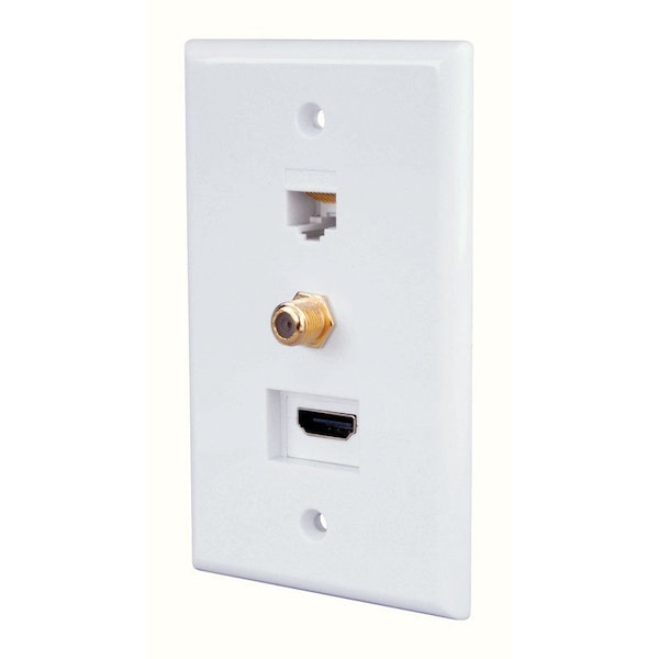 Monster Cable Just Hook It Up White 1 gang Plastic Coaxial Wall Plate JHIU0071 - main