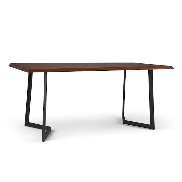 Homeroots 72" Dark Brown and Charcoal Solid Wood and Iron Frame Base Dining Table 640710 - main