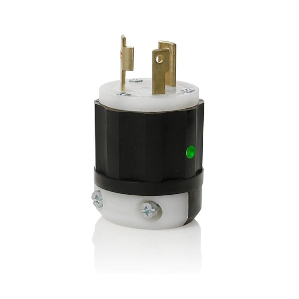 Leviton Locking Plug, L5-30P, 30 A, 125V AC, 2 Pole, Screw Terminals, Black, White 2611-PLC - main