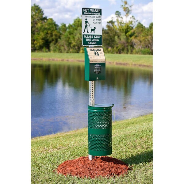 Dogipot Aluminum Header Pack Pet Station with Aluminum Trash Can, Forest Green DO87355 - main