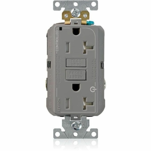 Leviton Plugs&Rcptcls, 20A, 125VAC, Gry, Polycarb G5362-2TG - main