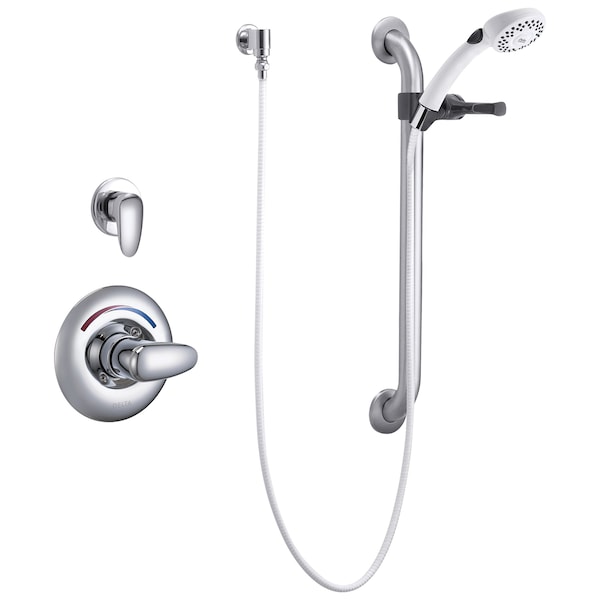 Delta Commercial T13H Universal Dual Shower Trim Diverter Hand Shower And Grab Bar In Chrome T13H302 - main