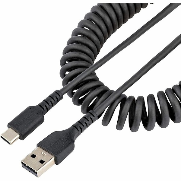 Startech.Com 20IN USB A TO C CHARGING COILED CABLE BLACK R2ACC-50C-USB-CABLE - main