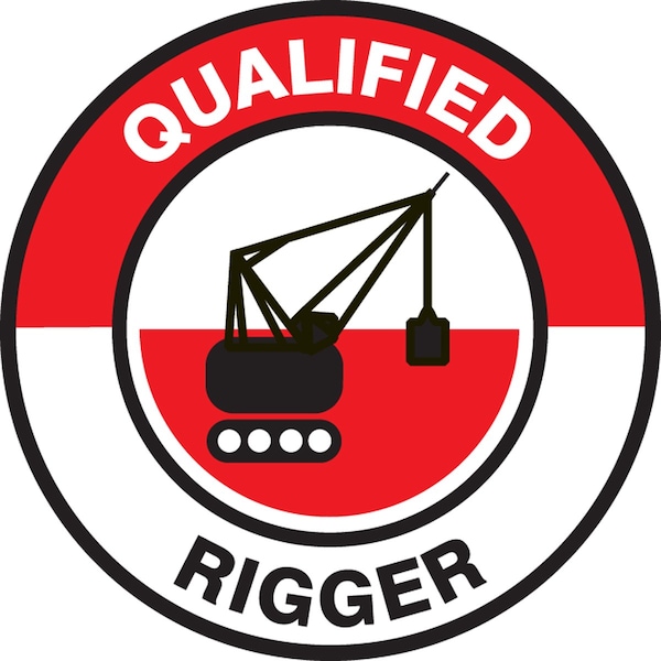 Accuform Hard Hat Sticker, 214 in Length, 214 in Width, QUALIFIED RIGGER Legend, Adhesive Vinyl LHTL347 - main