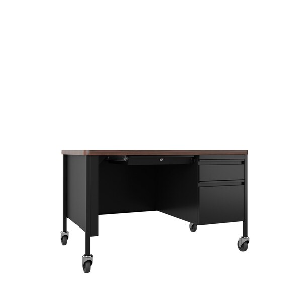Hirsh Mobile Right-Hand Single Pedestal File Office Desk W/ Round Corner T-Mold Top, 30 in D X 29.5 in H 22646 - main