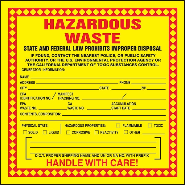 Accuform HAZARDOUS WASTE LABEL HAZARDOUS WASTE MHZWCAPSC - main