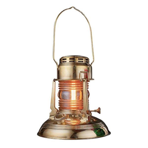 Kings County Tools Oil Lamp 8 in Tall Railroad Lantern with Brass Body & Glass Bulb Decorative Kerosene Lantern GW78A05-14 - main